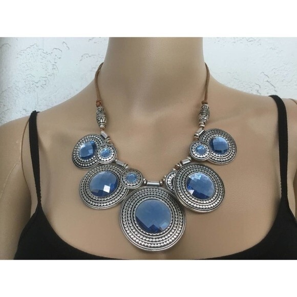 St. Thomas Blue Medallion Necklace - Picture 1 of 2